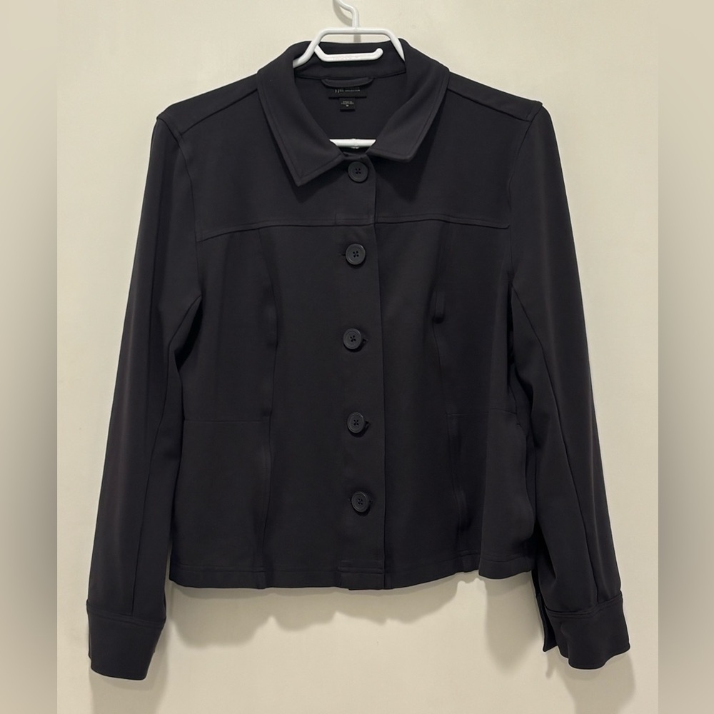 J. Jill wearever Collection Button Up Jacket Womens Size M. Gray Stretch Rayon